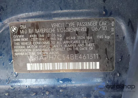 2011 BMW 328I из США, поврежденный, VIN WBAPH7C54BE461311